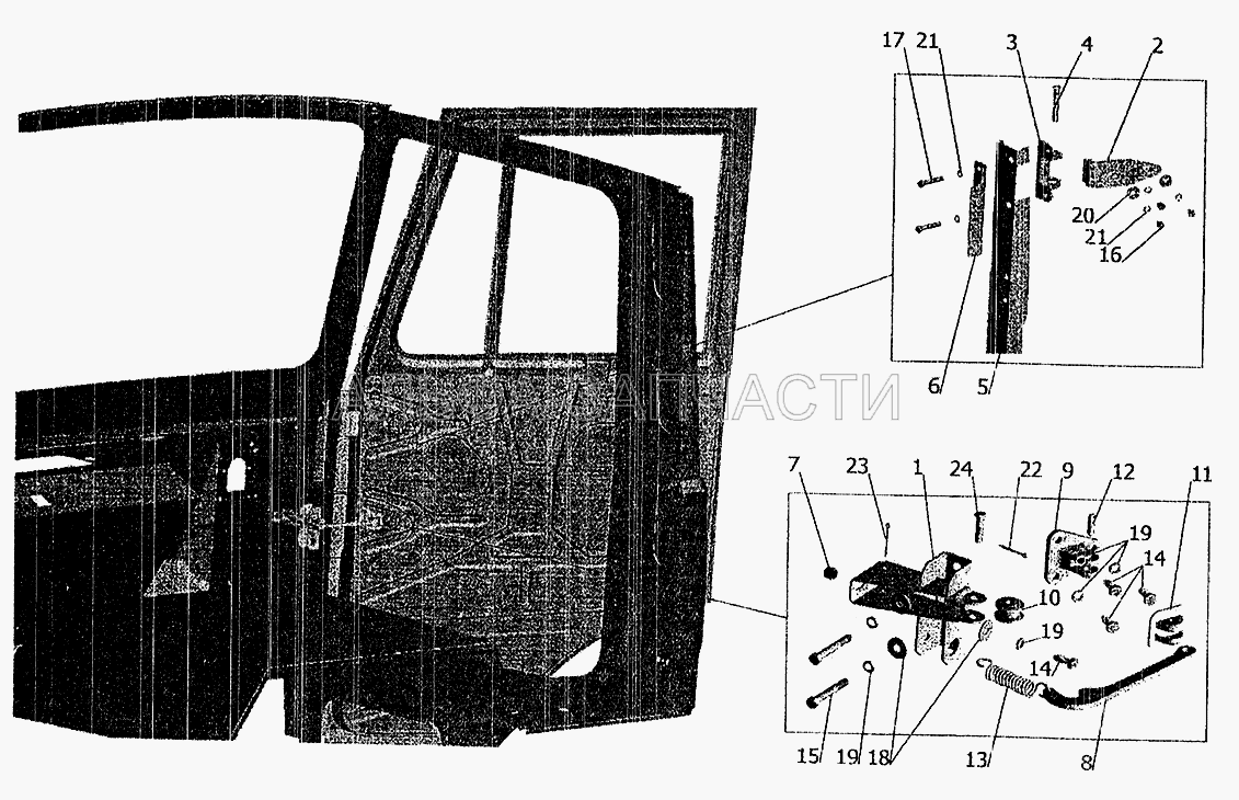 Установка ограничителя и петель двери (252039 Шайба 10) 